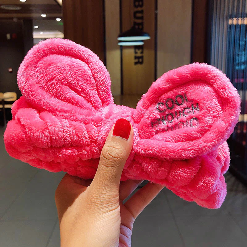 Wash Face Hair Holder Hairbands Soft Warm Coral Fleece Bow Animal Ears Headband For Women Girls Turban Fashion Hair Accessories - Deanwangkt