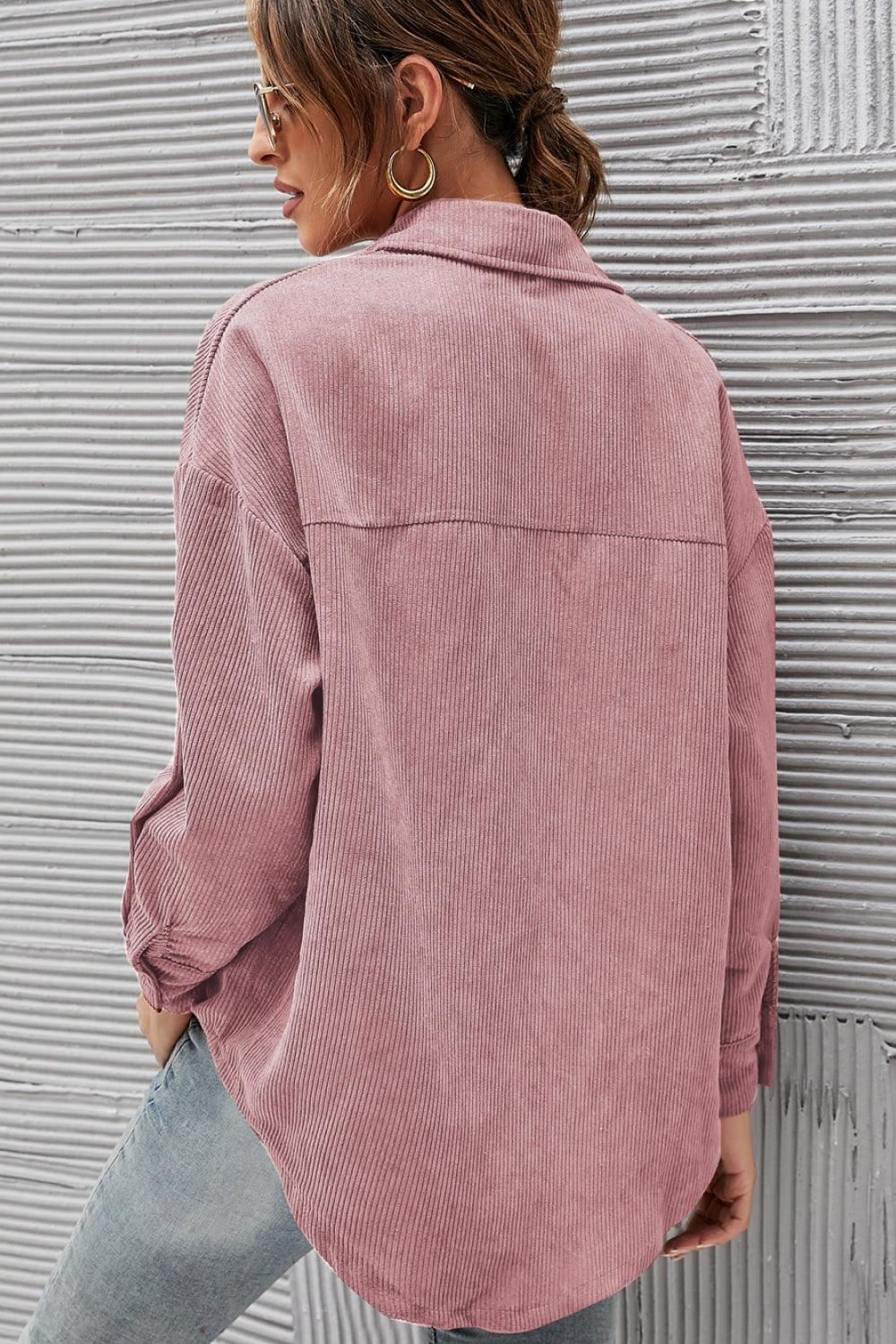 deanwangkt Button Front Drop Shoulder Corduroy Shirt - Deanwangkt