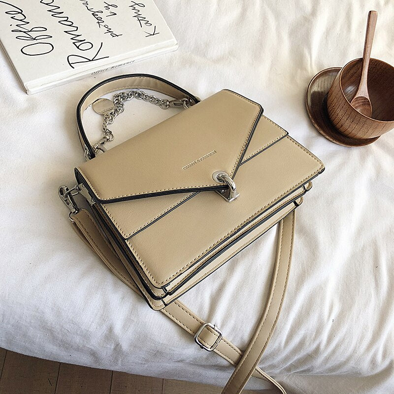 deanwangkt Girls Small Square Bag  New Chains Handbag Women Casual Wild Shoulder Bag Lock Tide Bag Diagonal Female Bag Black - Deanwangkt