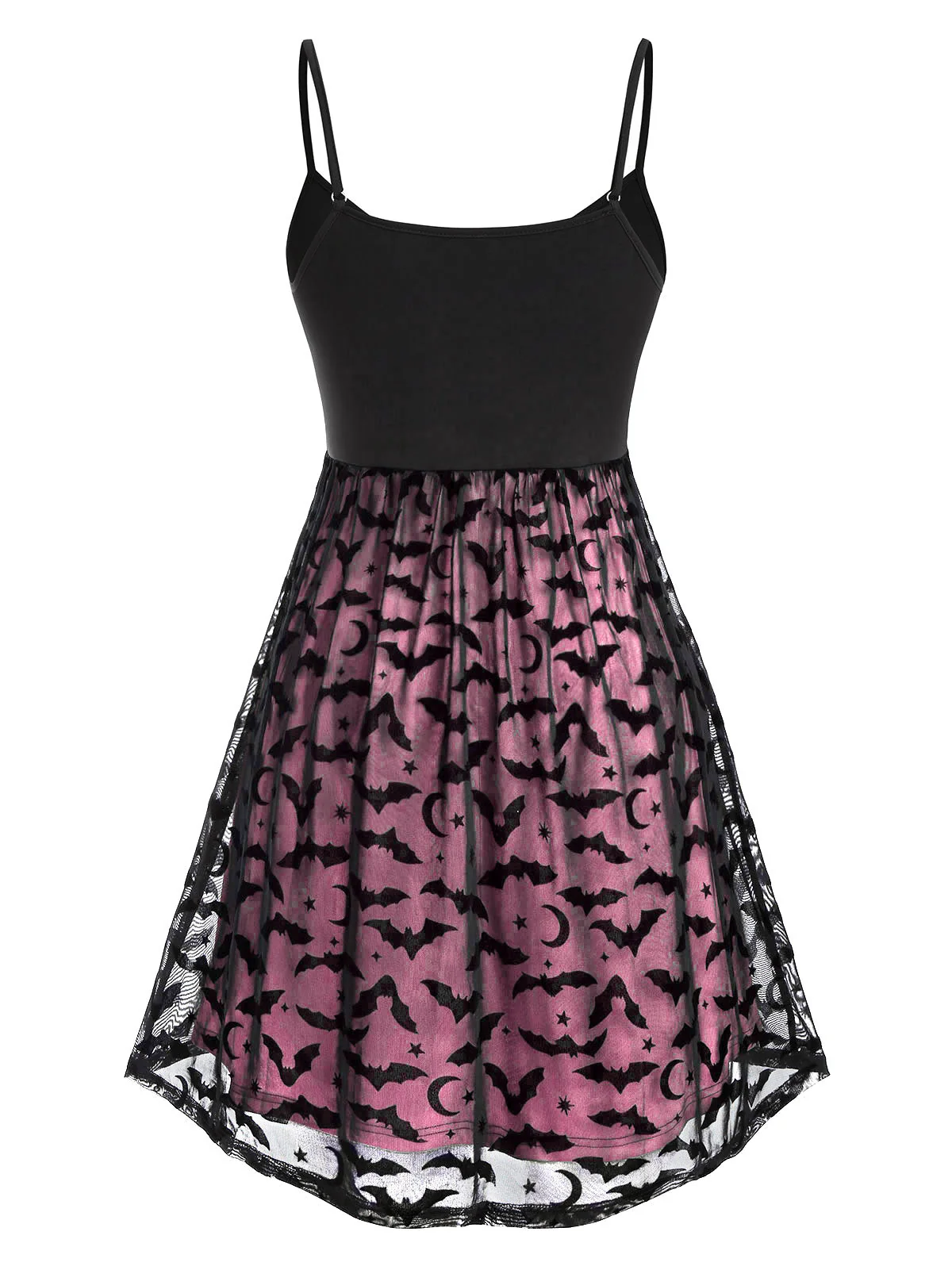 deanwangkt  Gothic Dress Plus Size Women Halloween Bat Mesh Insert Neon Dress Vestidos Femme Spaghetti Strap A-Line Sexy Party Dress - Deanwangkt