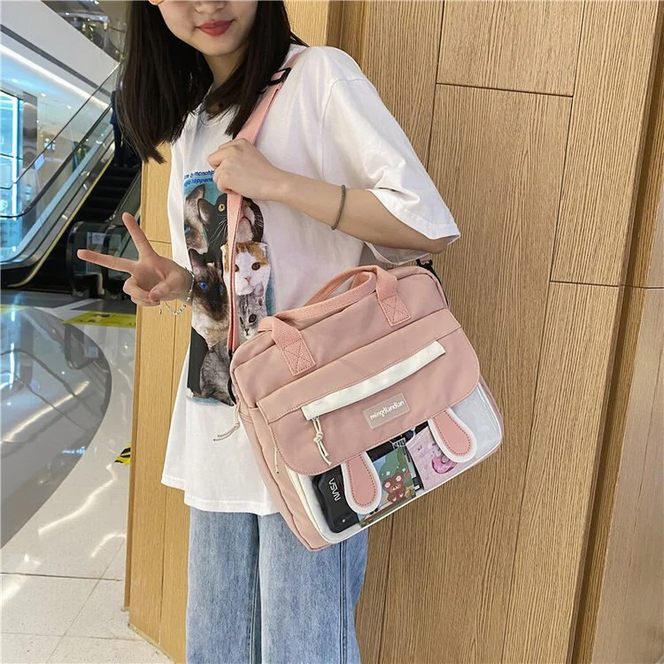 deanwangkt  Japanese Style Big Nylon Bag Women Cute Bunny Ears Crossbody Bag Women Handbags School Student Book Bag Satchels Shoulder Bag - Deanwangkt