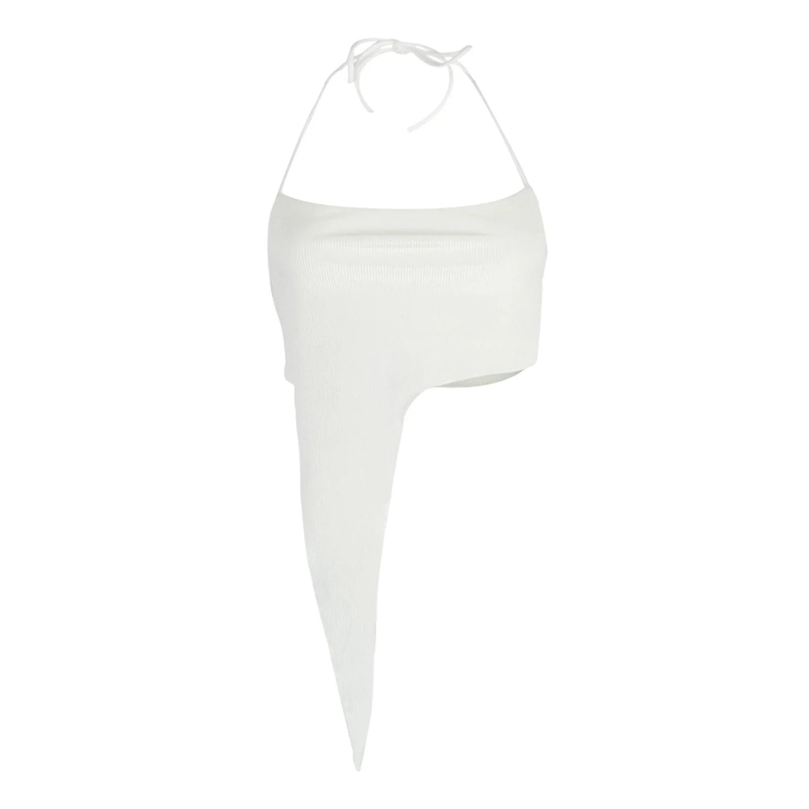 deanwangkt Y2K Girl Sexy Sleeveless Halter Crop Tops for Women Hot Sexy Backless Irregular Cropped Feminino Top Streetwear - Deanwangkt