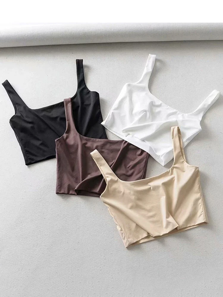 deanwangkt Hot Sale Summer Women Sexy Sleeveless Tops Fashion Short Square Collar Tank Tops 4 Colors - Deanwangkt