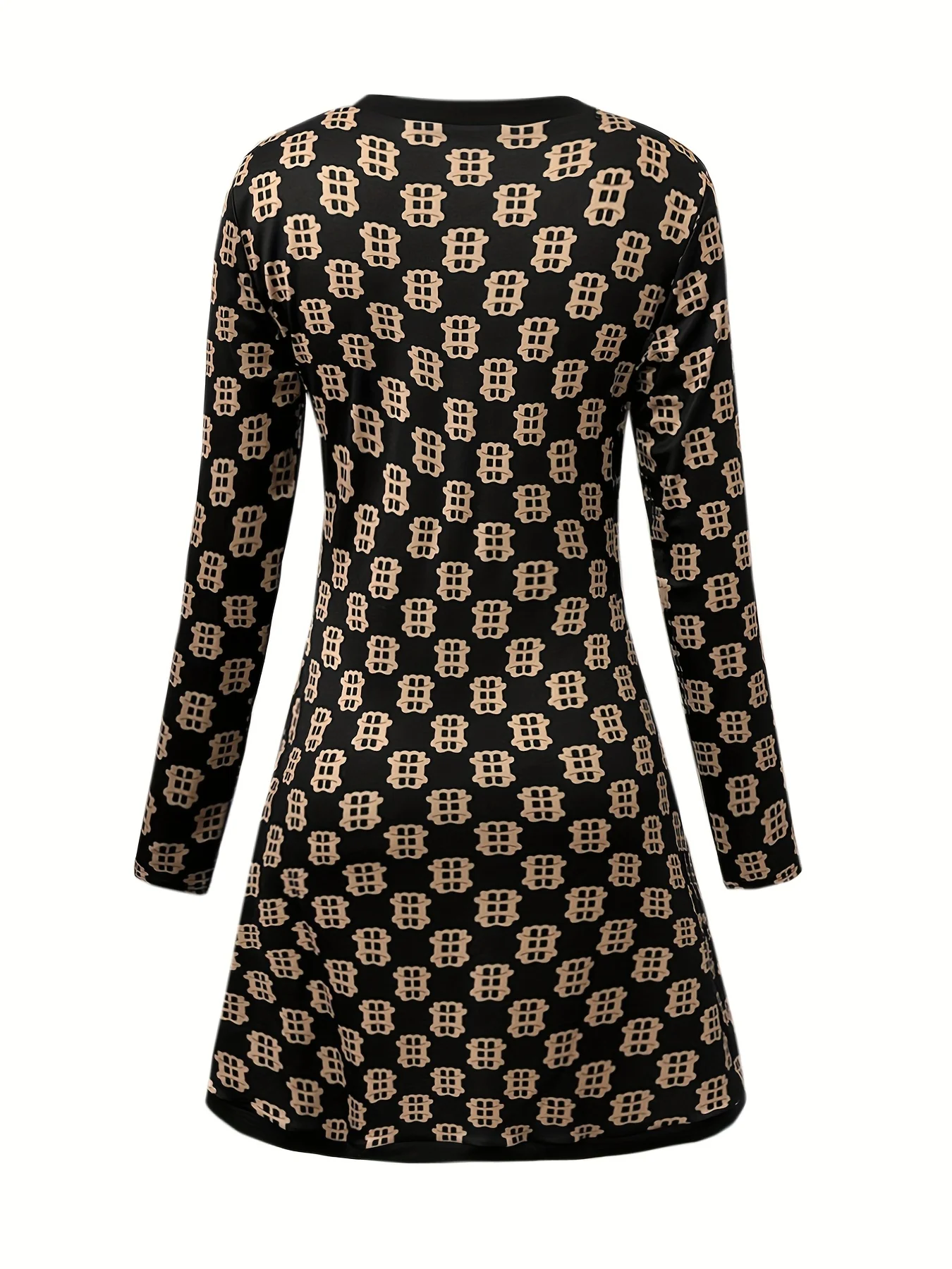 deanwangkt-1 Allover Print Split T-shirt, Casual Asymmetrical Long Sleeve T-shirt, Women's Clothing - Deanwangkt