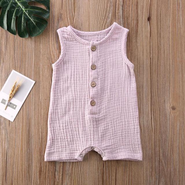 deanwangkt 0-24M Summer Solid Rompers Newborn Infant Baby Girl Boy Outfit Cotton Romper Jumpsuit Bebe Kids Ropa Sleevless Casual Clothes - Deanwangkt