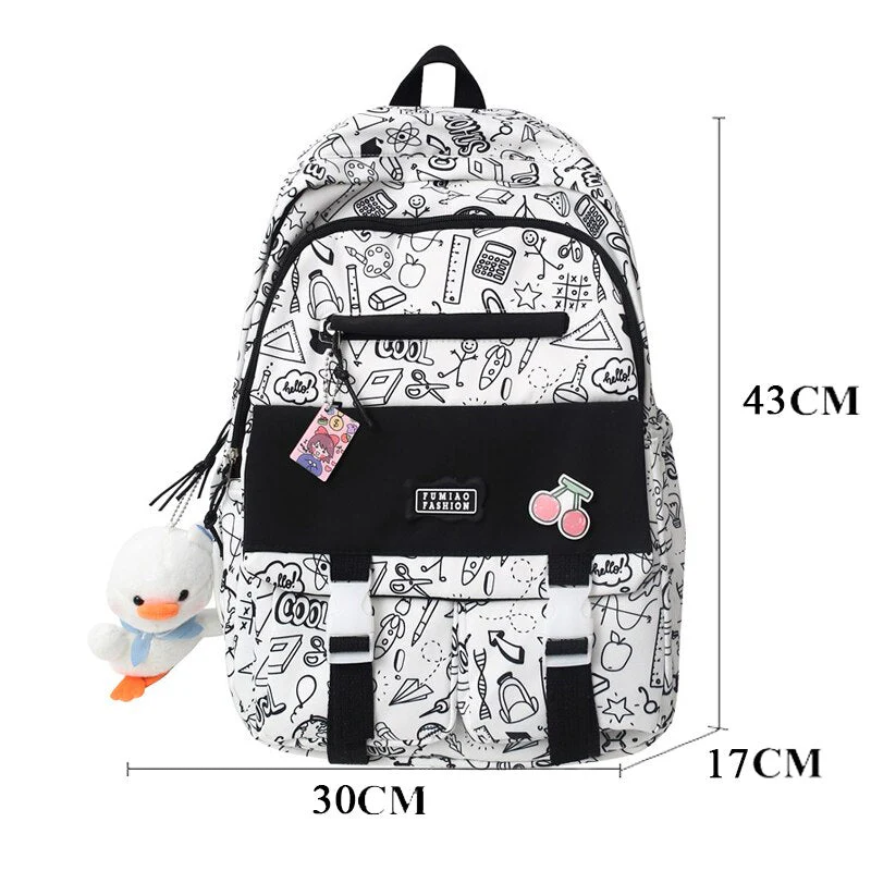 BACK TO COLLEGE  Fashion Waterproof Graffiti Backpack for Teens Student Bookbag Girl Shoolbag Travel Women Mochila College Laptop Bag - Deanwangkt