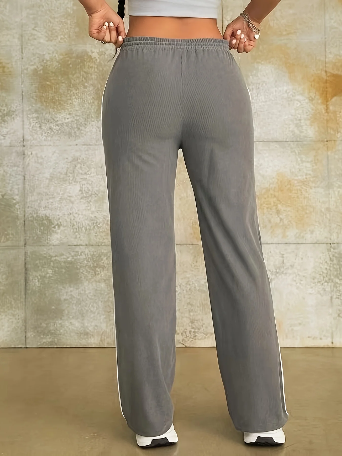 deanwangkt  Letter C Print Slim Pants, Casual Drawstring Waist Pocket Pants For Spring & Fall, Women's Clothing - Deanwangkt