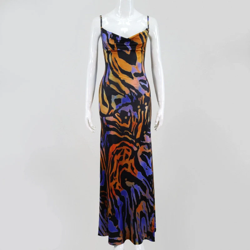 deanwangkt Sexy Off Shoulder Print Summer Long Dress Women Backless Bandage Beach Dresses Female Casual Party Boho Vestidos - Deanwangkt