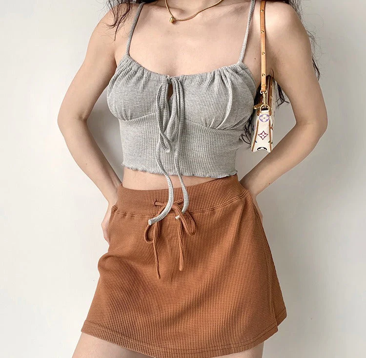 deanwangkt - Waffle Drawstring Skirt - Deanwangkt