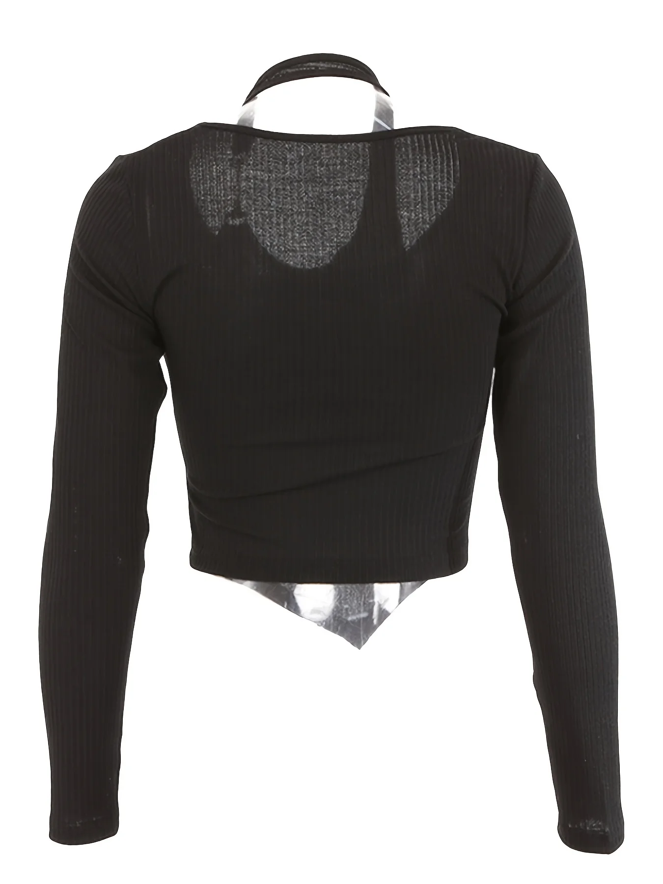 deanwangkt  2 In 1 One Shoulder Tops, Elegant Halter Neck Long Sleeve Top For Spring & Fall, Women's Clothing - Deanwangkt