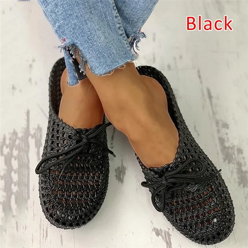 deanwangkt Women's Flip-flops Summer Shoes for Women Sandals Fashion Hollow Out Breathable Beach Shoes Lace-up Ladies Slippers Sandals - Deanwangkt