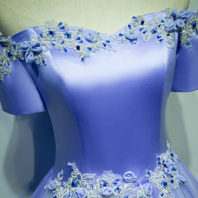 Solvbao Light Purple Tulle Long Off Shoulder Long Party Dress, Lavender Prom Dress - Deanwangkt