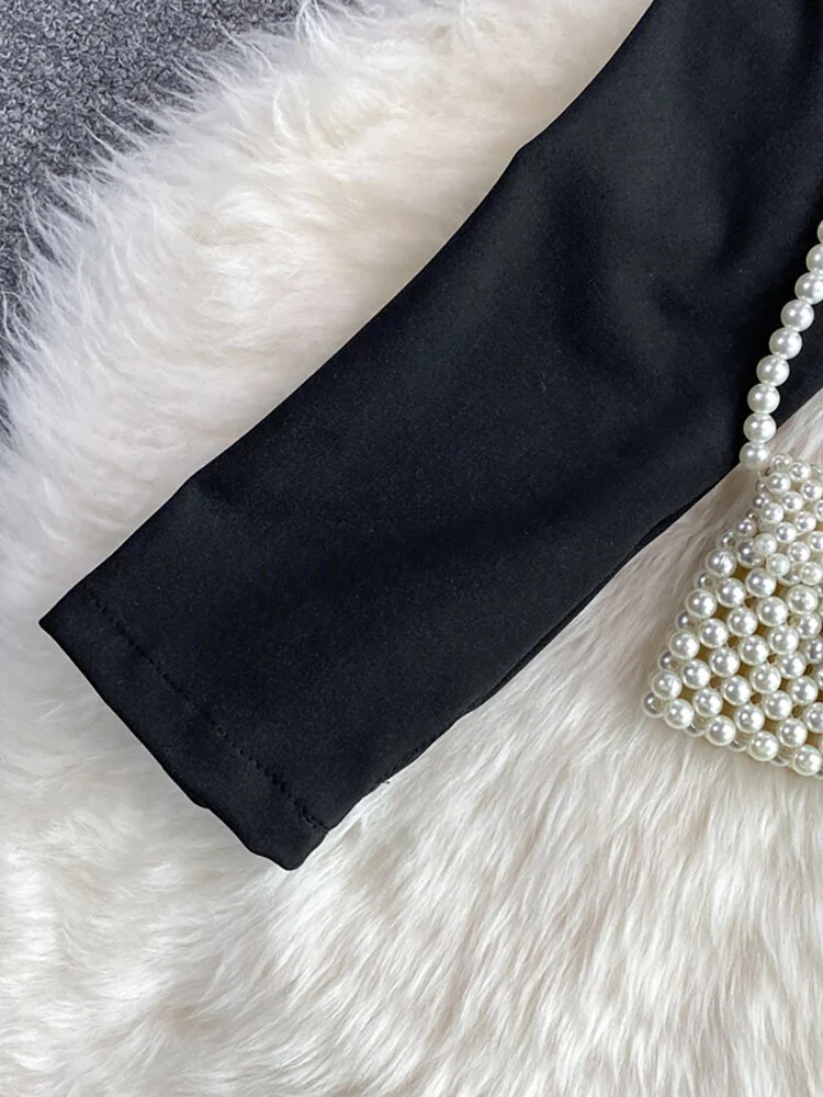 deanwangkt Summer Sexy Black Mesh Party Blouse Women Black Slash Neck Ruffle Long Sleeve Short Shirt Female Club Strapless Tops  New - Deanwangkt