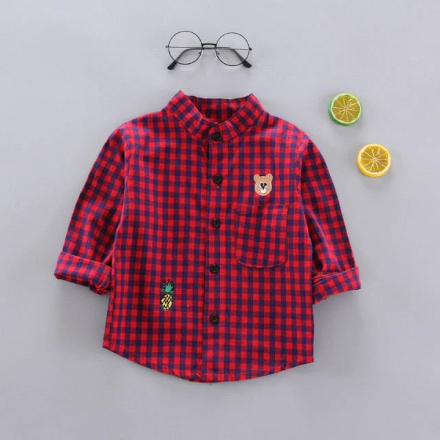 deanwangkt  Kids Shirt Clothes Spring Thin Blouses Clothing Infant Boy Plaid Cotton Tops 1 2 3 4 Years Kids Long Sleeves Shirt - Deanwangkt