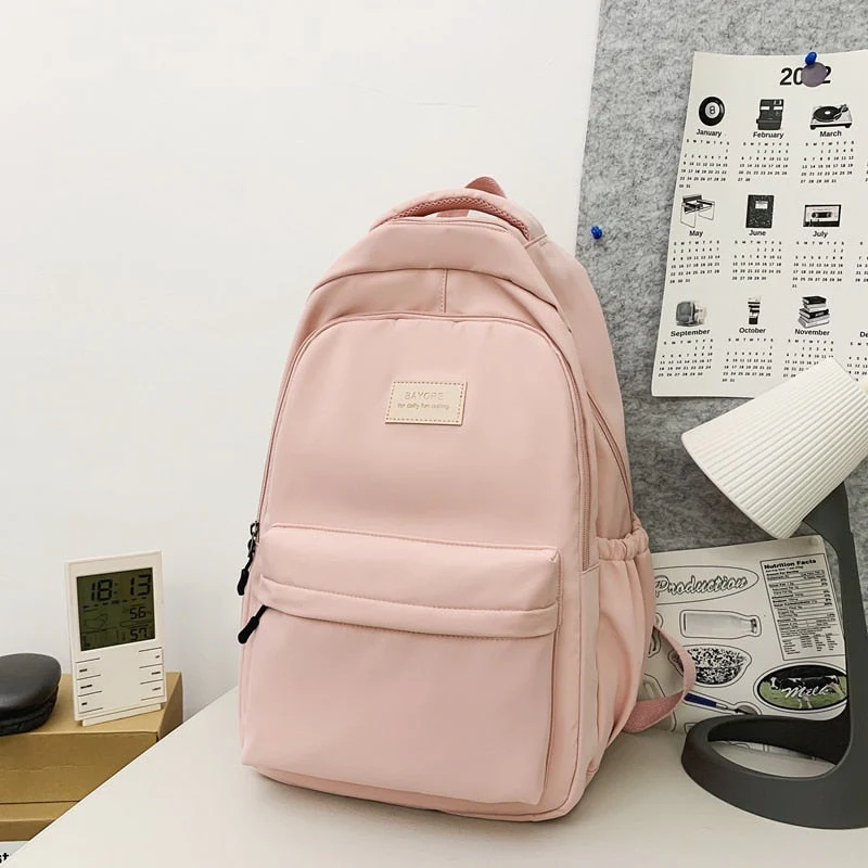 BACK TO SCHOOL  Waterproof Teenage Bookbag Nylon Rucksack Fashion Girl Backpack Women Shoulder Bag High School Schoolbag Black Mochila - Deanwangkt