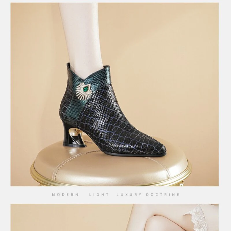 deanwangkt  New Women's Fashion Comfortable Single Boots Women's Pointed Low Heel Boots Short Boots Simple Warm Fashion Boots - Deanwangkt