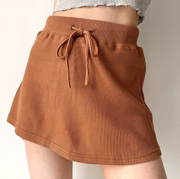 deanwangkt - Waffle Drawstring Skirt - Deanwangkt