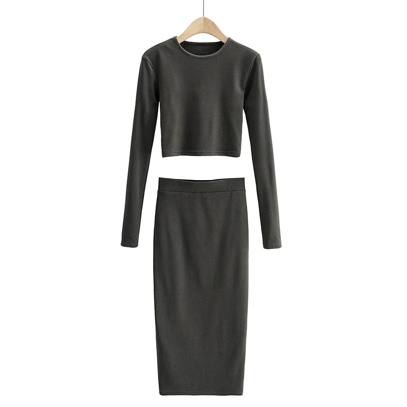 Graduation Gifts  Women long tees tops t shirt Top long Skirt two piece Set Hot Sexy Women Korean Two-piece Suit skirts sets HIEZ - Deanwangkt