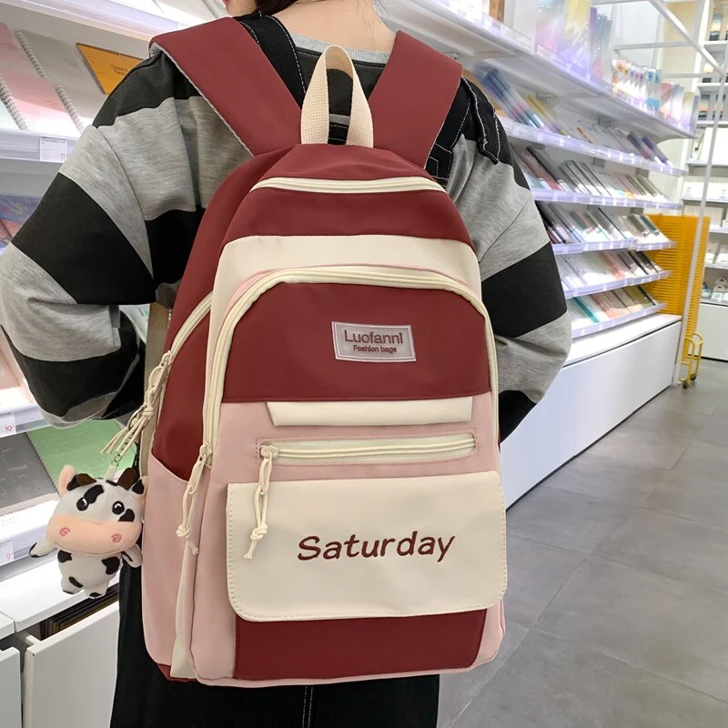 Back to school  Fashion Cute Bookbag for Teenager Girl Backpack Kawaii High School Rucksack Cotton Women Travel Mochila College Laptop - Deanwangkt