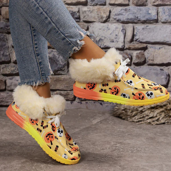 deanwangkt - Black Casual Patchwork Frenulum Printing Round Keep Warm Comfortable Out Door Shoes - Deanwangkt