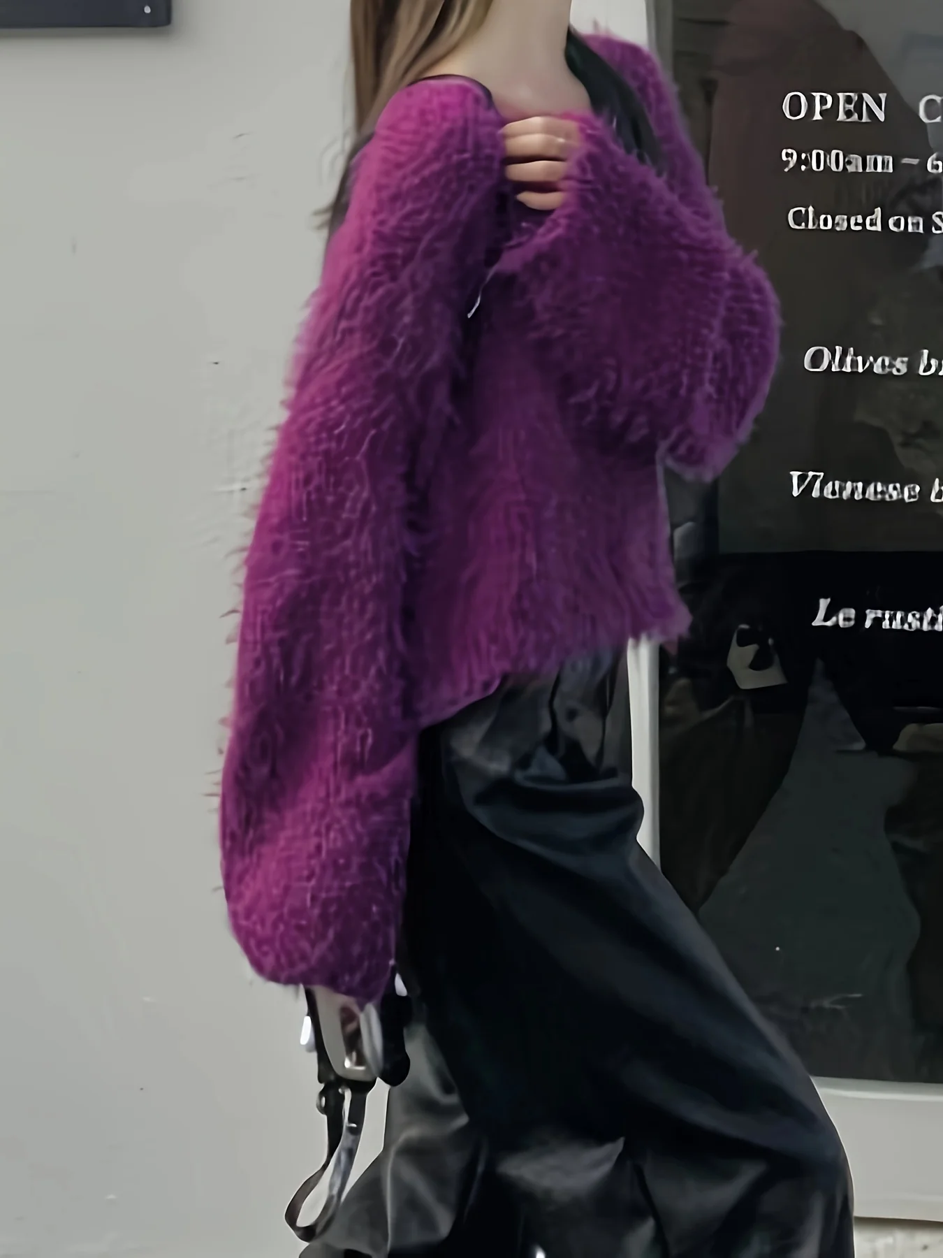 deanwangkt  Solid Crew Neck Plush Pullover Sweater, Casual Long Sleeve Loose Cozy Sweater, Women's Clothing - Deanwangkt