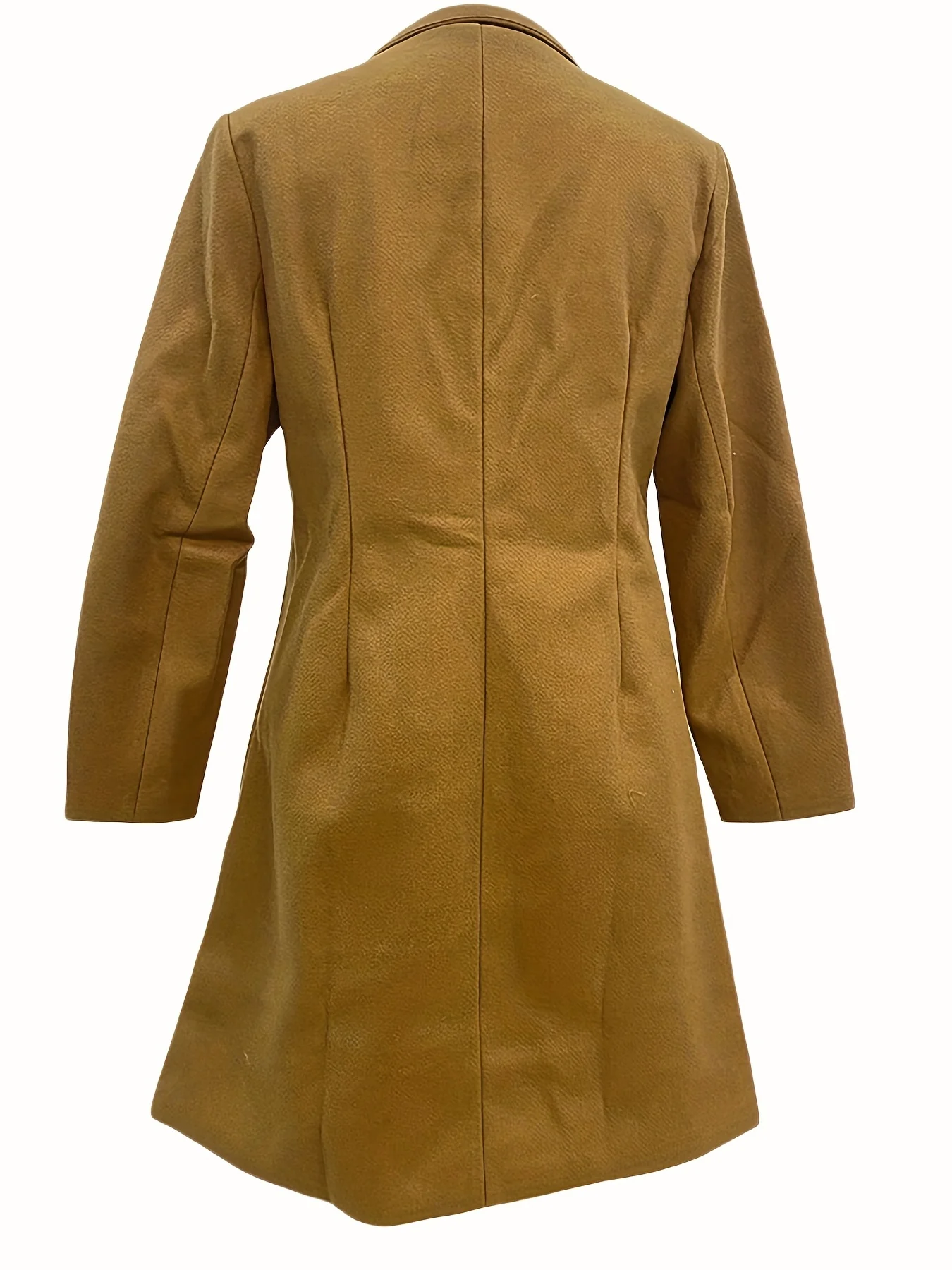 deanwangkt Button Front Lapel Coat, Elegant Long Sleeve Solid Outerwear, Women's Clothing - Deanwangkt