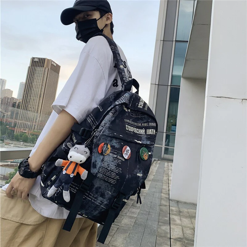 BACK TO COLLEGE  Fashion Men Backpack Student Bookbag Lover Travel Mochila Schoolbag Laptop Rucksack High School High-capacity Knapsack - Deanwangkt