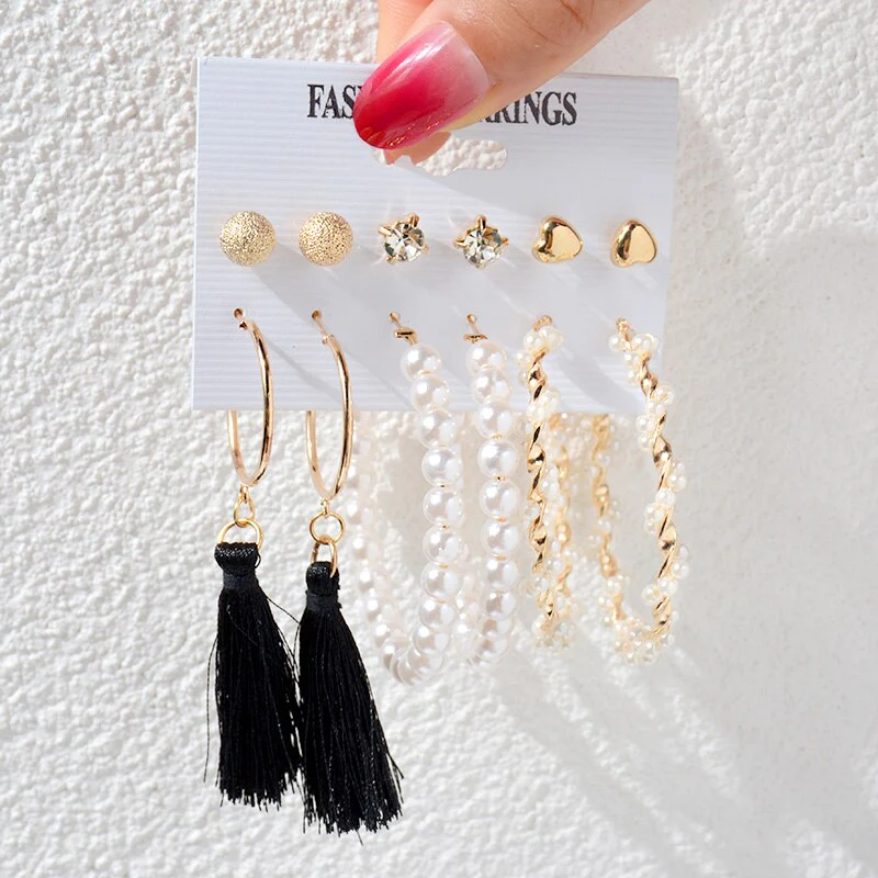 DEANWANGKT 23 Styles Women Earring Set Fashion Jewelry Gold Metal Big Hoop Dangle Drop Earing Butterfly Tassel Geometric Punk Brincos Femme - Deanwangkt