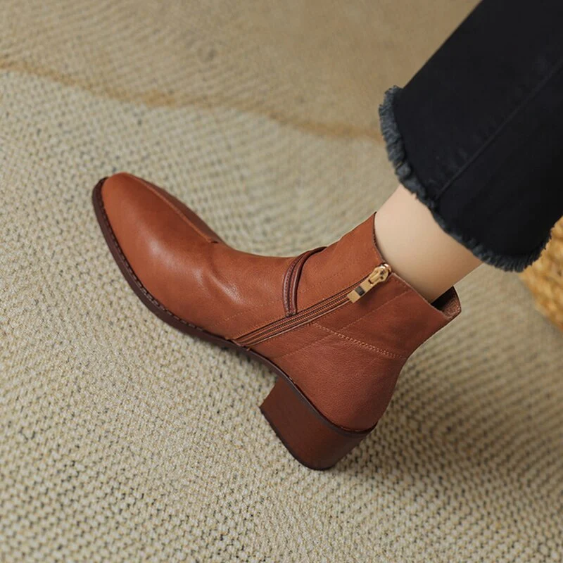 deanwangkt Autumn Boots    NEW Autumn Women Shoes Pointed Toe High Heel Boots Women Genuine Leather Shoes for Women Winter Ankle Boots Elegent Modern Boots - Deanwangkt