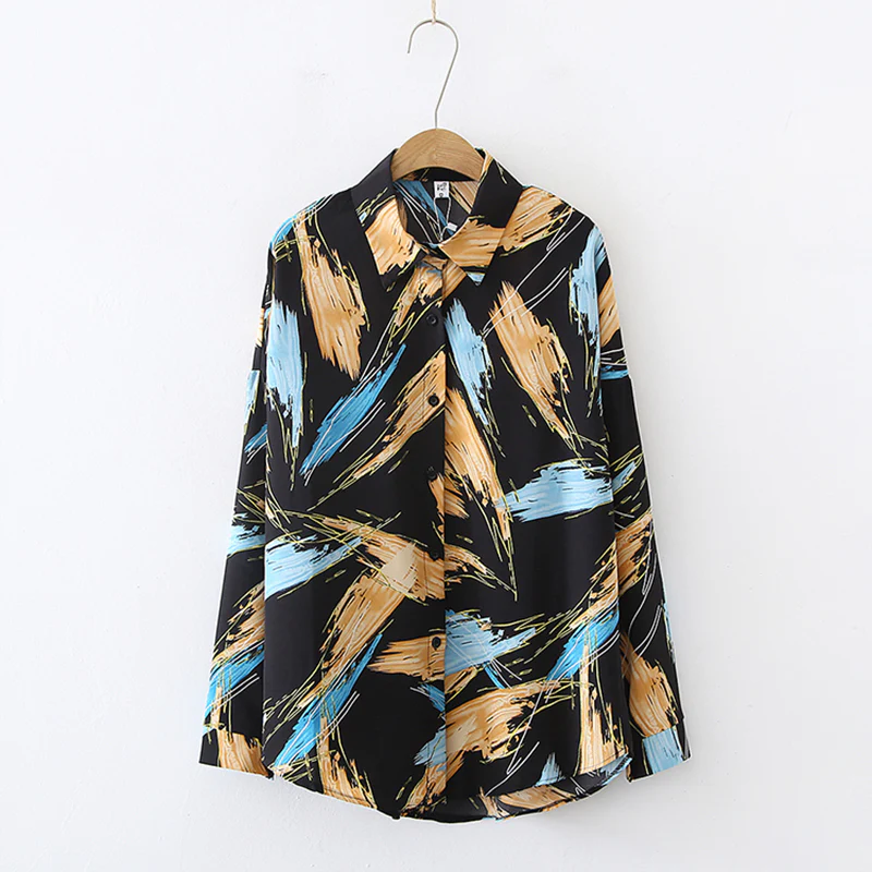 deanwangkt print ladies shirts casual loose Women's Blouses  Spring Autumn Long Sleeve Shirts Tops Blusas Mujer - Deanwangkt