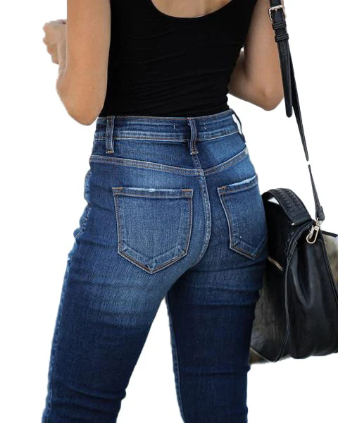 deanwangkt New Arrival Women's High Waist Ripped Jeans Fashion Stretch Skinny Jeans Slim Denim Pencil Pants Female Fall/Winter Clothes - Deanwangkt