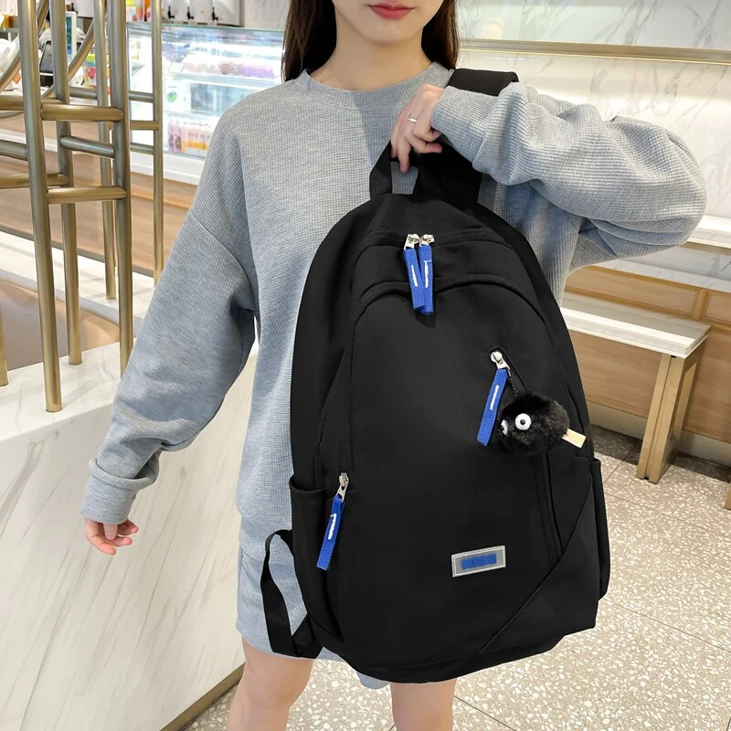 Back To School Fashion Women Backpack Cute Nylon Student Schoolbag Kawaii Ladies Large Capacity Laptop Bagpack Girl Bookbag Solid Color Mochila - Deanwangkt
