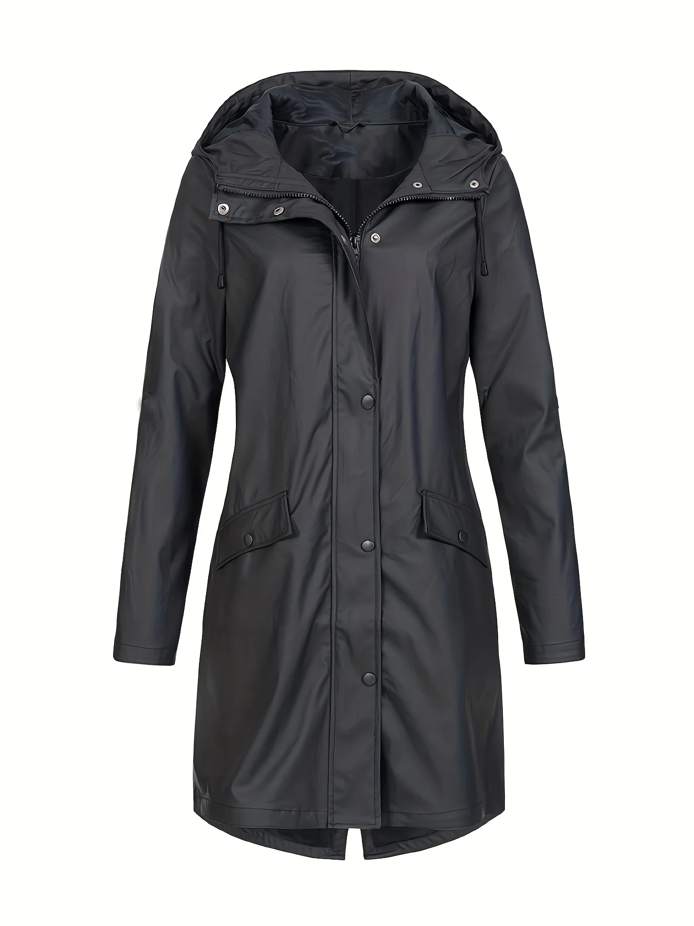 Simple Hooded Jacket, Casual Button Front Versatile Outerwear, Women's Clothing - Deanwangkt