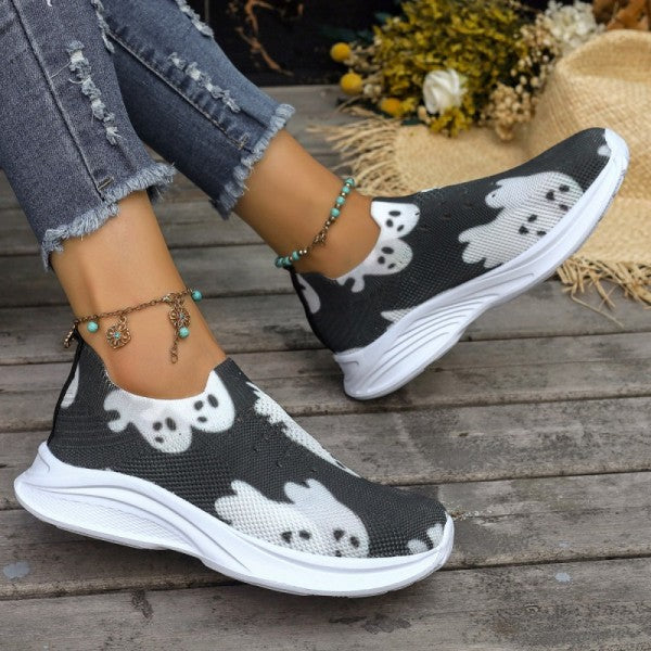 deanwangkt - Black Casual Patchwork Printing Round Comfortable Out Door Shoes - Deanwangkt
