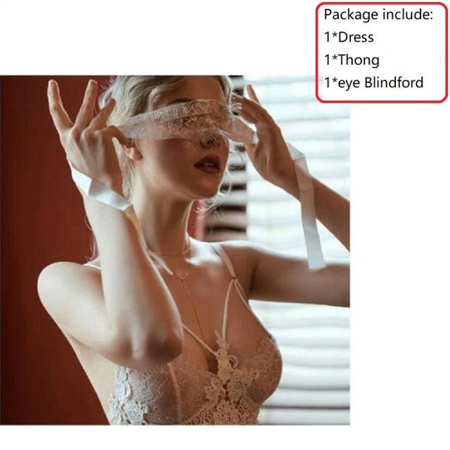 deanwangkt Women Sexy Sleepwear Backless Wear Night Gowns With Thong Sets V-Neck Lace Ladies Nightwear Red Black White - Deanwangkt