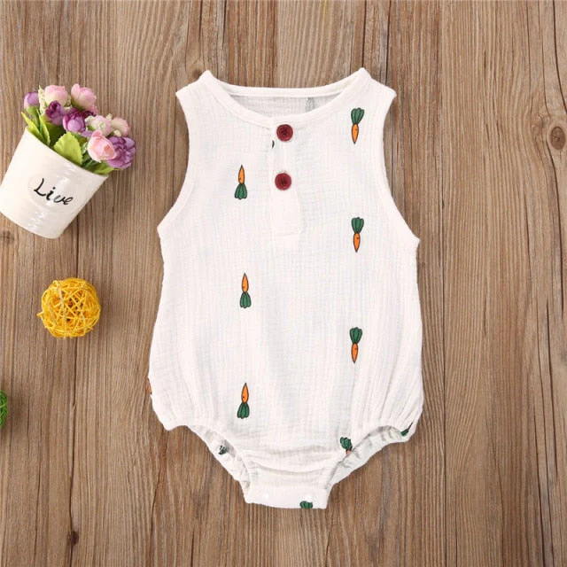 Baby Girls Romper Summer Infant Unisex Newborn Sleeveless Girls Print One-pieces Jumpsuit Baby Cotton Linen Soft Clothes Outfits - Deanwangkt