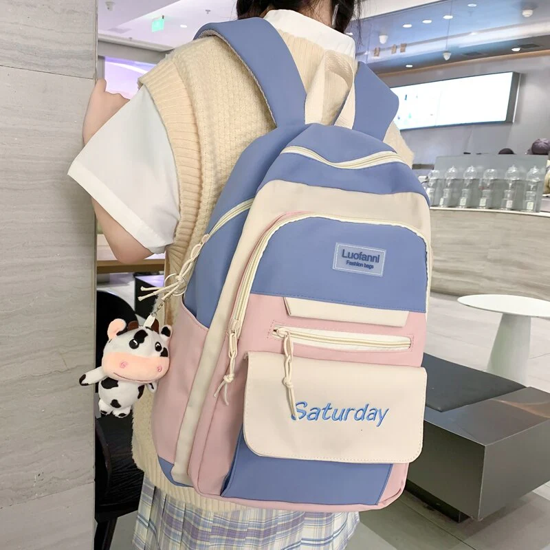 Back to school  Fashion Cute Bookbag for Teenager Girl Backpack Kawaii High School Rucksack Cotton Women Travel Mochila College Laptop - Deanwangkt