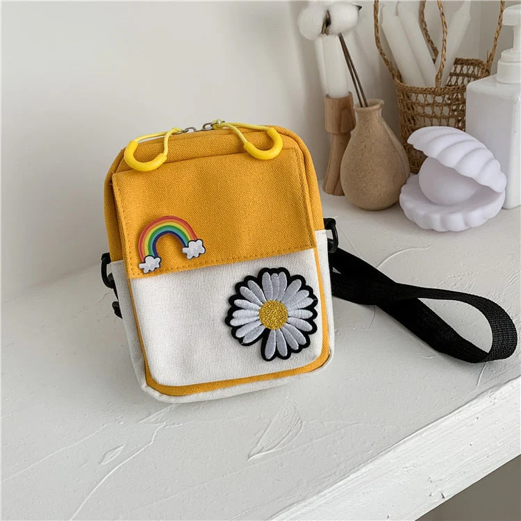 deanwangkt Hot Sell Canvas Bag For Women Fashion Small Crossbody Bags Women Flower Embroidery Flap Shoulder Bag Ladies Phone Bag Bolsa - Deanwangkt