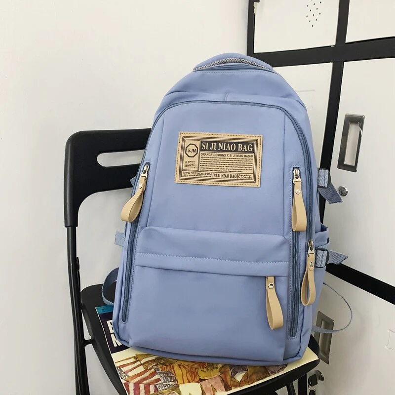 BACK TO COLLEGE   Fashion Solid Waterproof Mochila High School Large Bookbag for Boys Girls Schoolbag Women Shoulder Rucksack Black Men - Deanwangkt