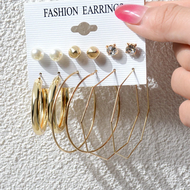 DEANWANGKT 23 Styles Women Earring Set Fashion Jewelry Gold Metal Big Hoop Dangle Drop Earing Butterfly Tassel Geometric Punk Brincos Femme - Deanwangkt