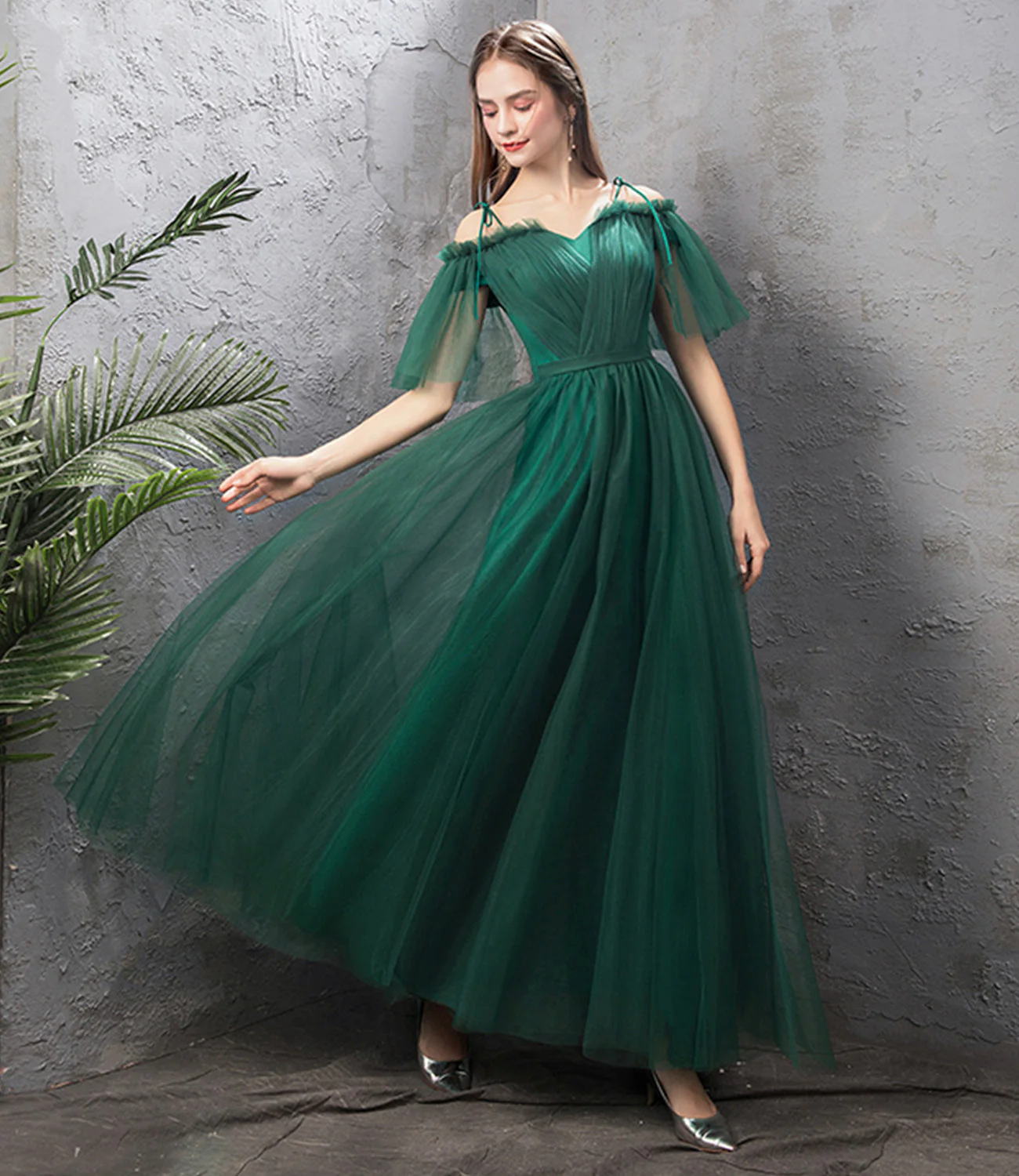 solvbao Green Tulle Long Prom Dresses, A-Line Evening Dresses - Deanwangkt