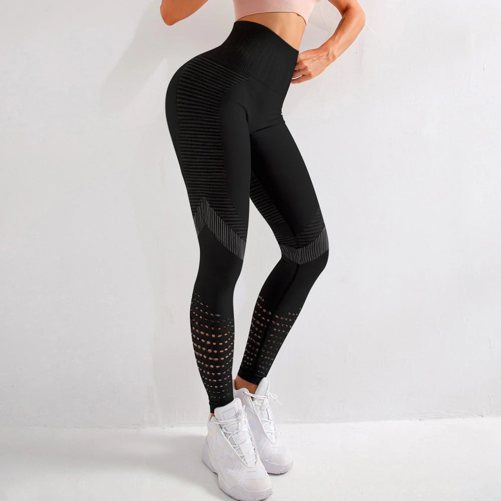 DEANWANGKT Summer GYM Mesh Breathable High Waist Tight Leggings Yoga Pants Women's Peach Hip Fitness Pants Hip Lift Running Sports Pants - Deanwangkt