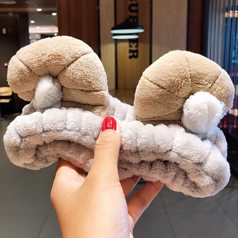Wash Face Hair Holder Hairbands Soft Warm Coral Fleece Bow Animal Ears Headband For Women Girls Turban Fashion Hair Accessories - Deanwangkt