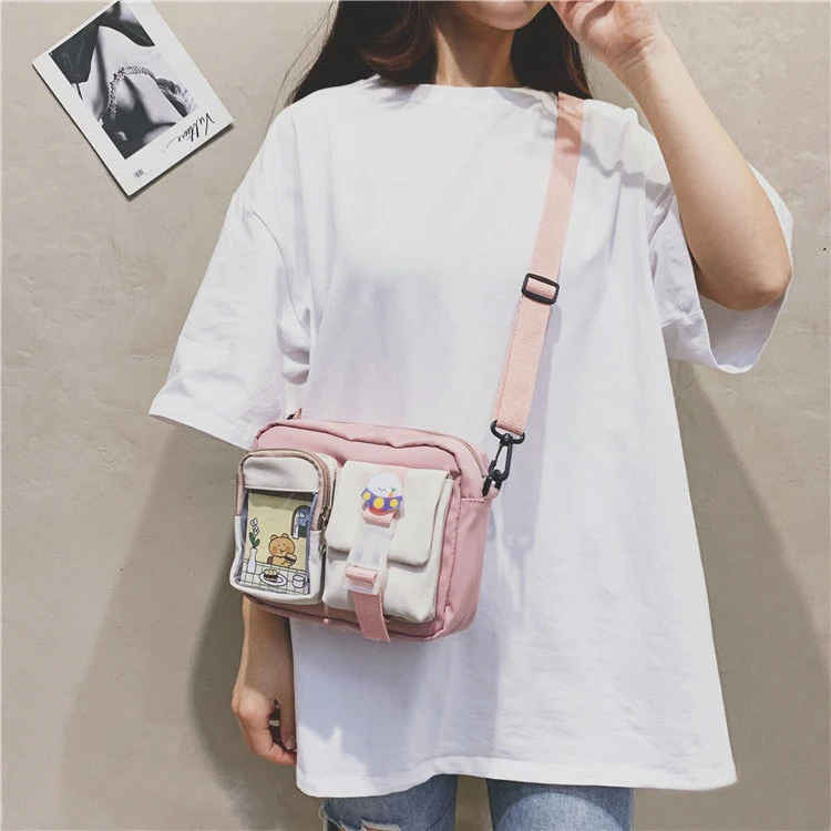 deanwangkt  Japanse Style Kawaii Bag Girls Student Small Nylon Bag Mutipockets Transparent Crossbody Bags Women New Shoulder Bag Bolsa Mujer - Deanwangkt
