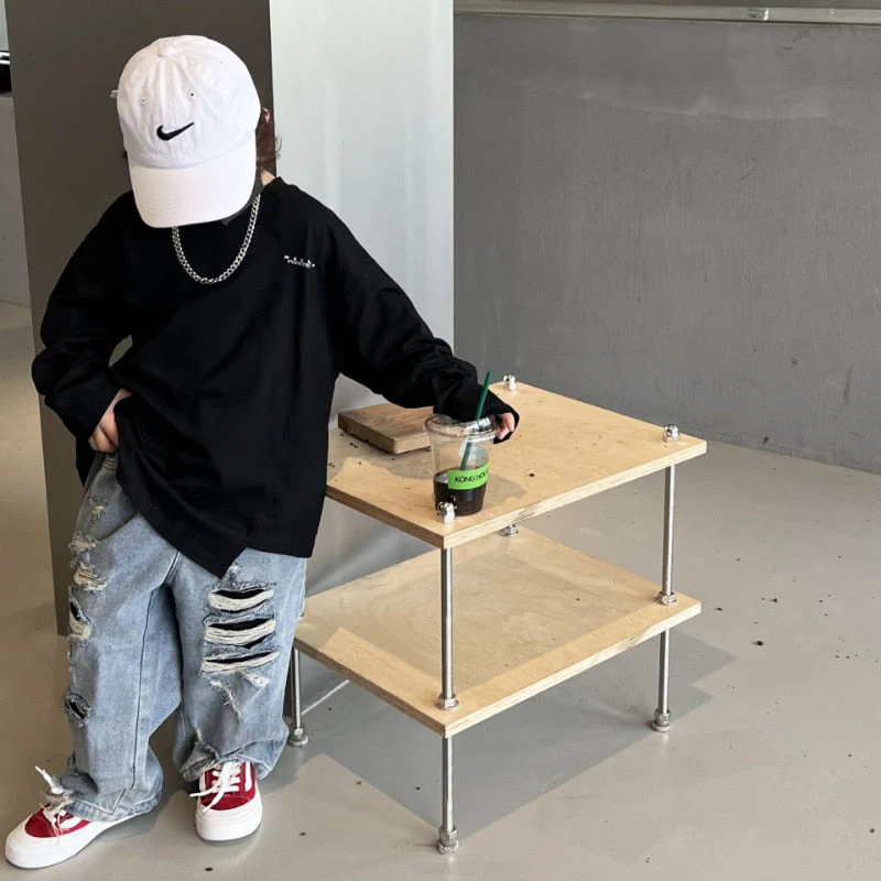 deanwangkt Spring Kids Trousers Boys Fashion Ripped Jeans Baby Girls Loose Casual Denim Pant - Deanwangkt