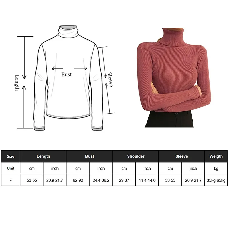 deanwangkt New Knitting Pullover Sweater Long Sleeve Bottom Shirt Slim Turtleneck Sweaters Autumn Winter Soft Blouse Jumpers For Women - Deanwangkt