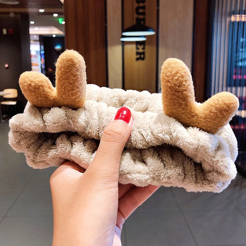Wash Face Hair Holder Hairbands Soft Warm Coral Fleece Bow Animal Ears Headband For Women Girls Turban Fashion Hair Accessories - Deanwangkt