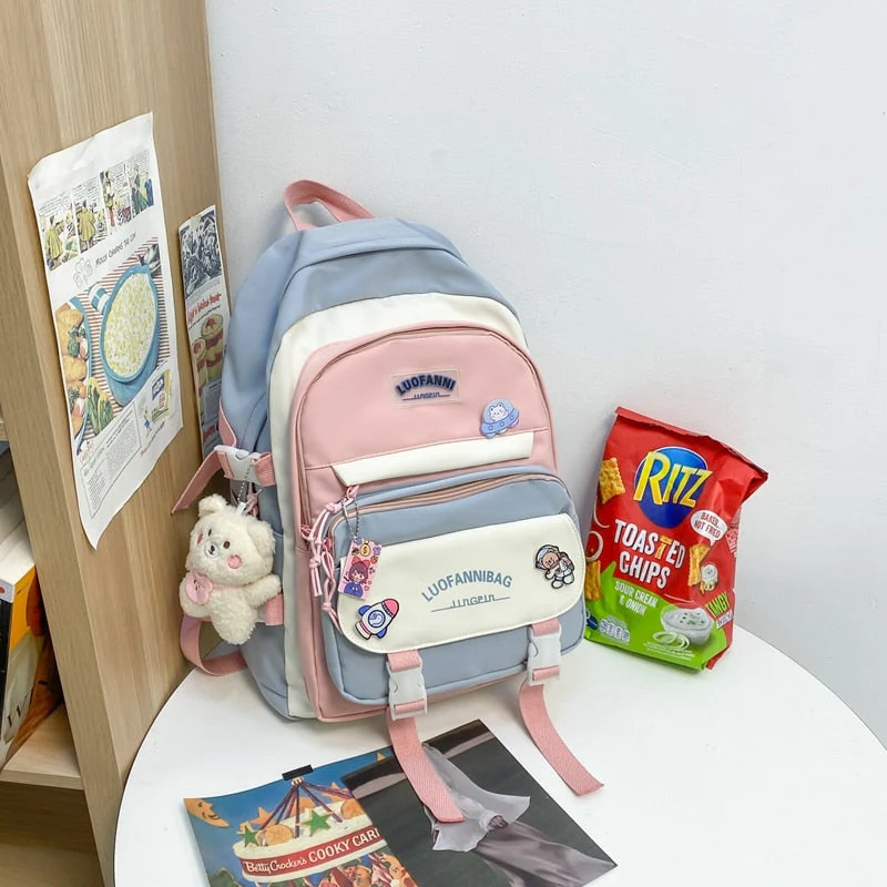 BACK TO SCHOOL  Fashion Women Backpack Cute Nylon Waterproof Set Bag Rucksack Teens Kawaii Bookbag for Girls Schoolbag Travel Mochila - Deanwangkt