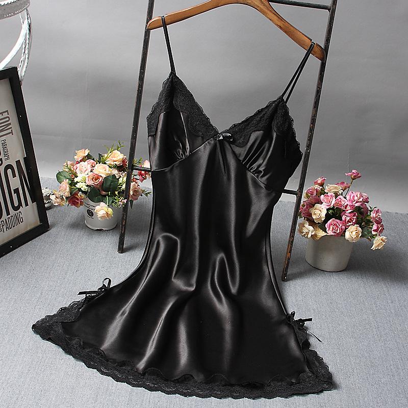 deanwangkt Brand New Chinese Women Robe Satin Nightgown Sexy Nightshirt Sleepwear Lace Bath Gown Summer Casual Home Night Dress Nighty - Deanwangkt