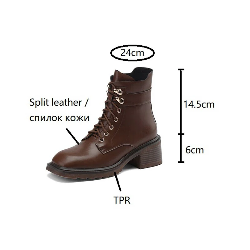 deanwangkt  fashion inspo    NEW Autumn Boots Women Split Leather Shoes for Women Square Toe Chunky Heel Shoes Casual Lace-up Short Boots Retro Ankle Boots - Deanwangkt